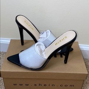 Black Heels with Clear Strap in the Front